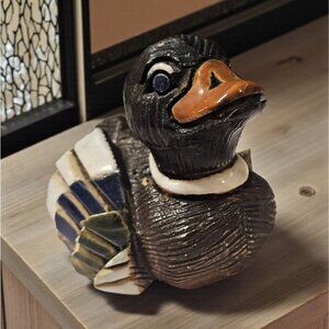 Vtg 1970s Artesania Rinconada Signed Handcrafted Mallard Baby Duck Figurine 2.5"